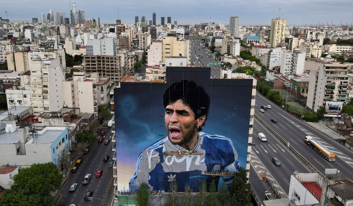 Giant new mural celebrates 'warrior' Maradona in Buenos Aires